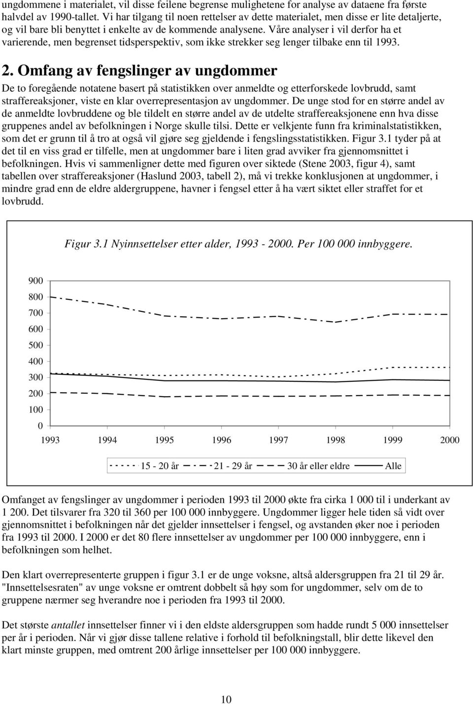 Våre analyser i vil derfor ha et varierende, men begrenset tidsperspektiv, som ikke strekker seg lenger tilbake enn til 1993. 2.