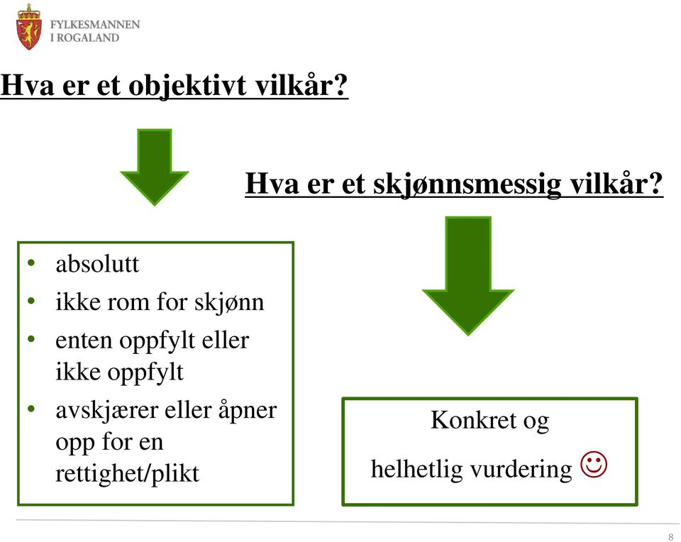 absolutt ikke rom for skjønn enten oppfylt eller