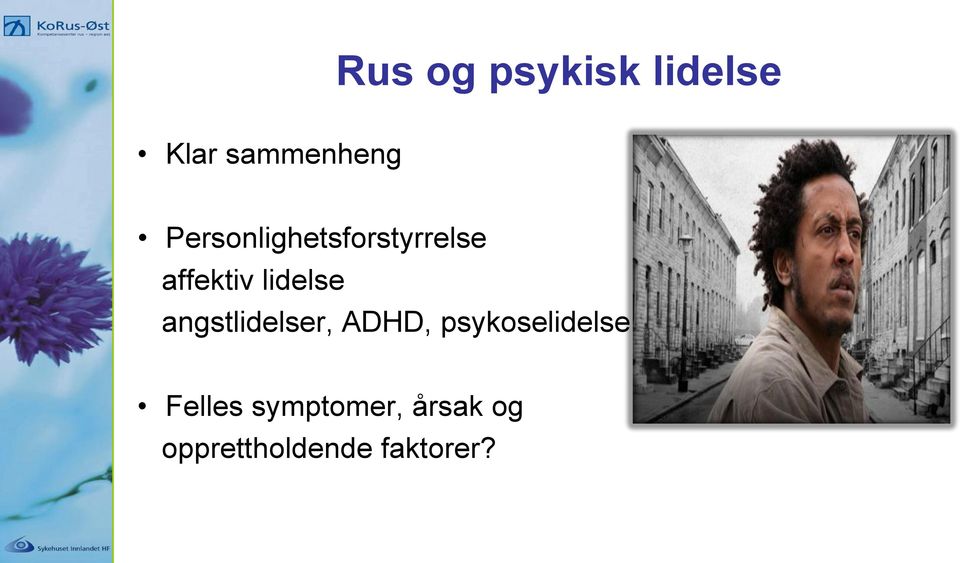 angstlidelser, ADHD, psykoselidelse Felles