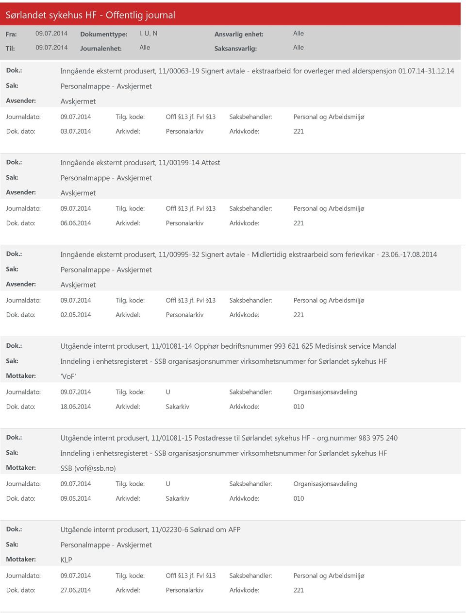 06.2014 Arkivdel: Personalarkiv Arkivkode: 221 Inngående eksternt produsert, 11/00995-32 Signert avtale - Midlertidig ekstraarbeid som ferievikar - 23.06.-17.08.2014 Dok. dato: 02.05.