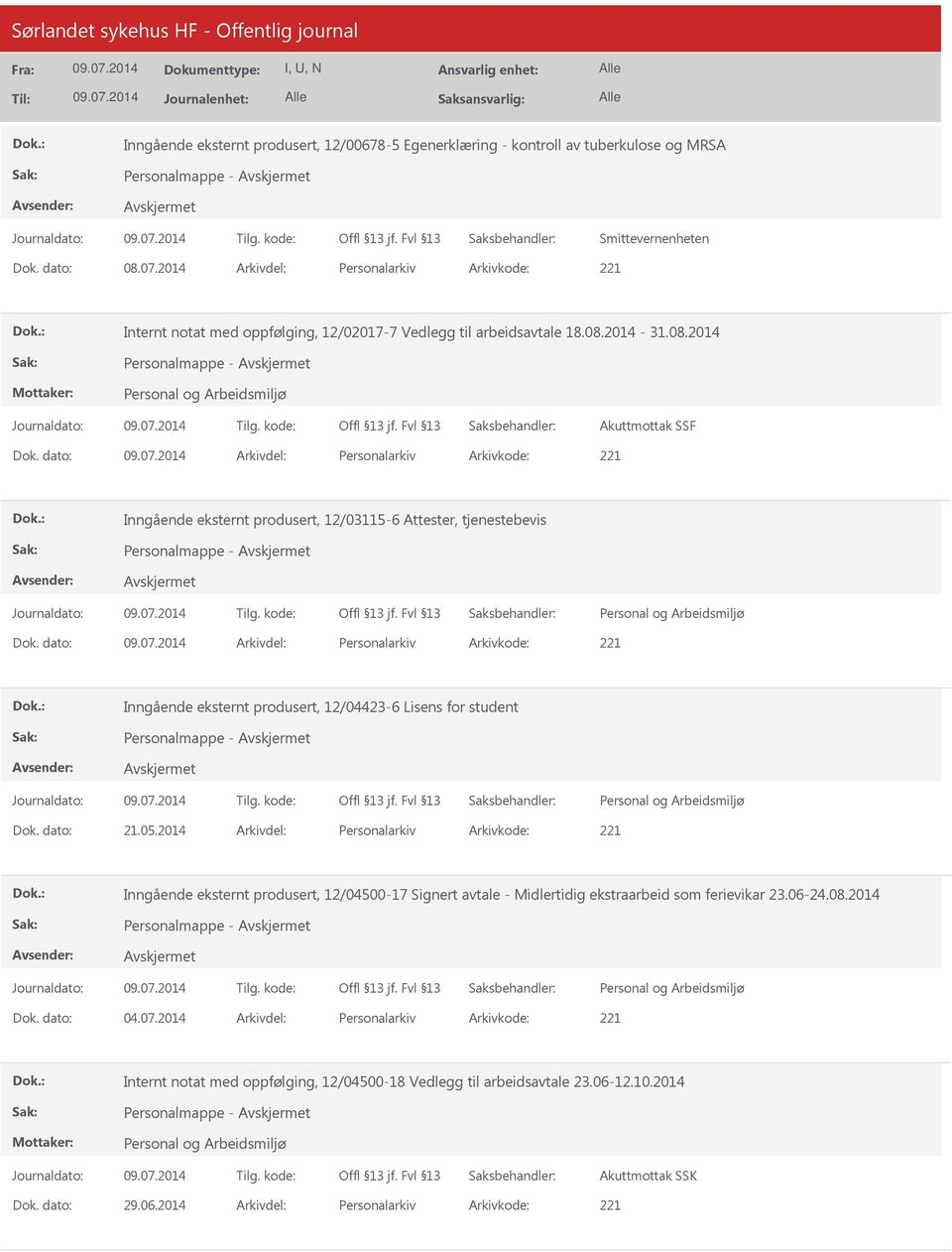 dato: Arkivdel: Personalarkiv Arkivkode: 221 Inngående eksternt produsert, 12/03115-6 Attester, tjenestebevis Dok.