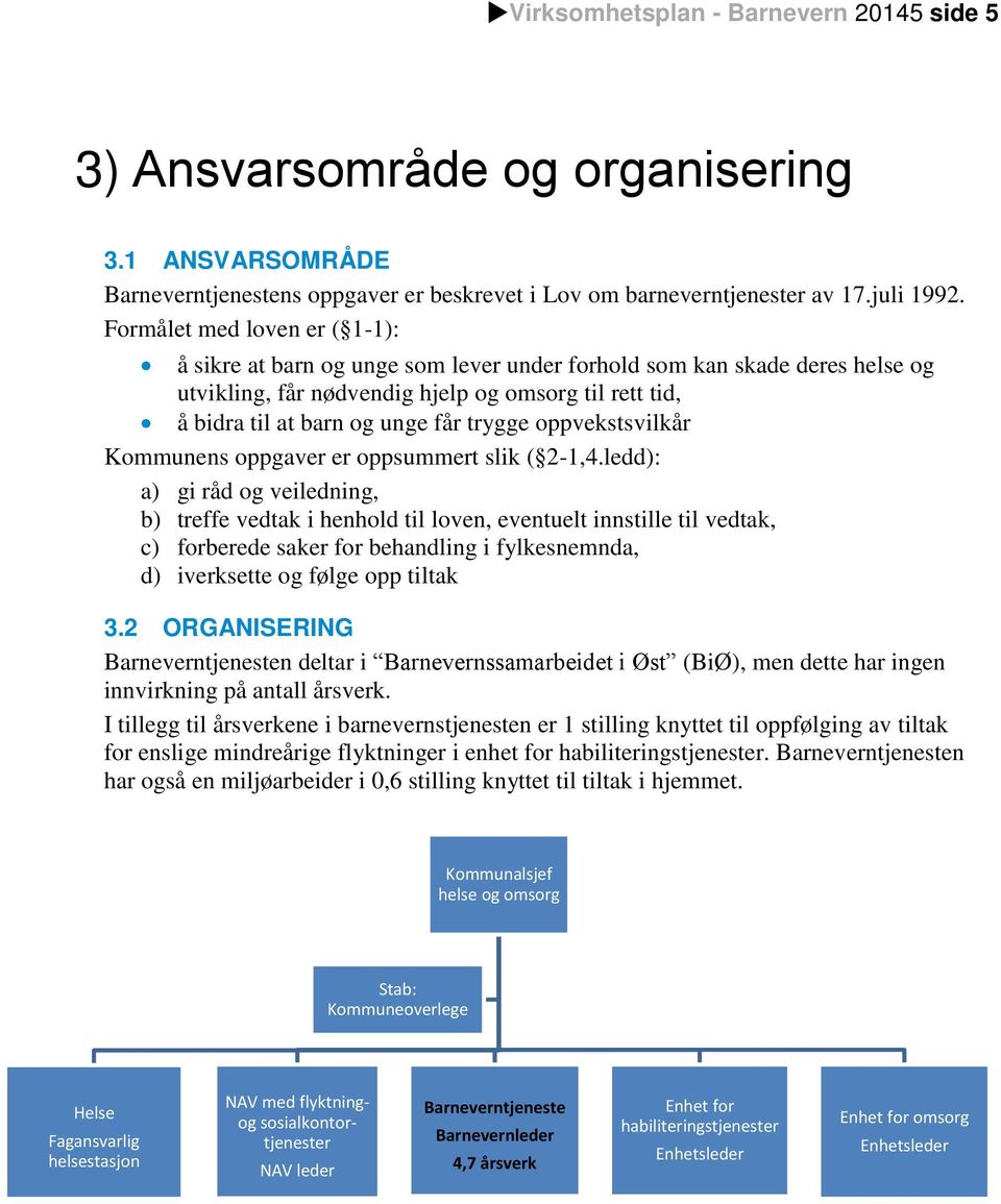 trygge oppvekstsvilkår Kommunens oppgaver er oppsummert slik ( 2-1,4.