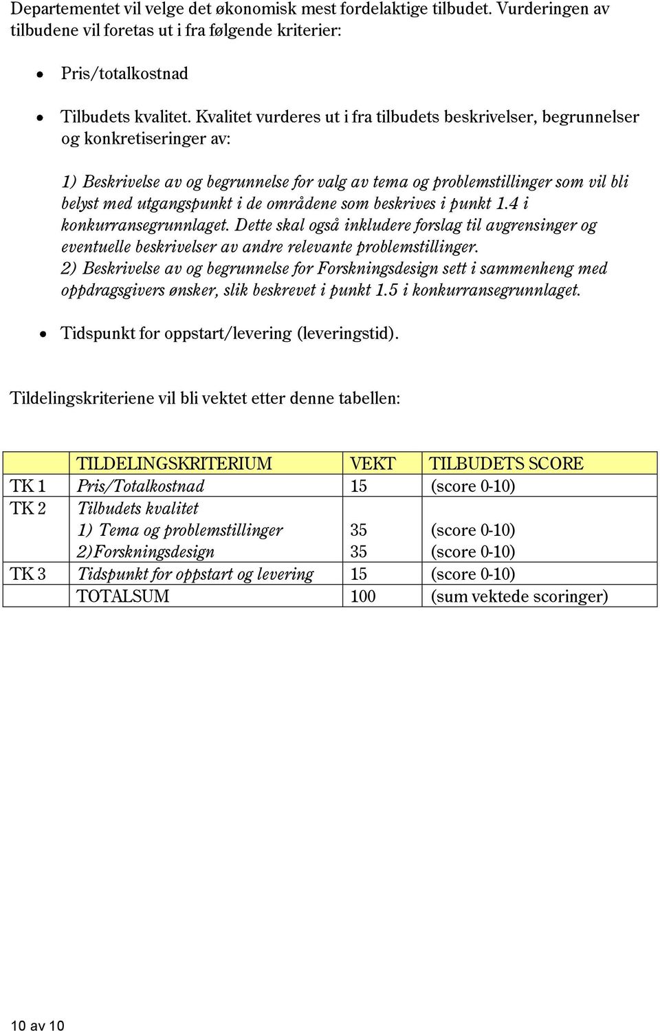 områdene som beskrives i punkt 1.4 i konkurransegrunnlaget. Dette skal også inkludere forslag til avgrensinger og eventuelle beskrivelser av andre relevante problemstillinger.