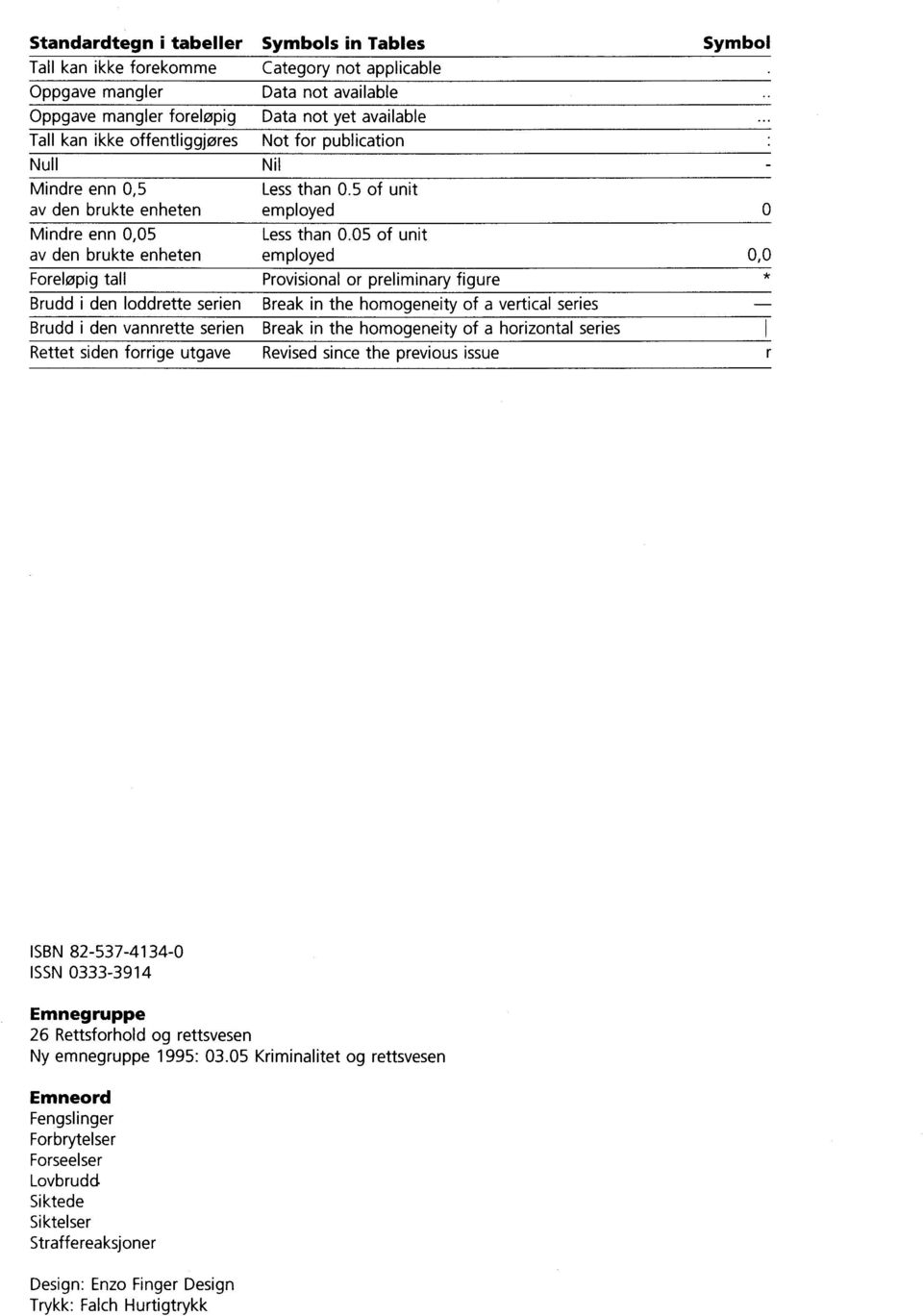 0 of unit av den brukte enheten employed 0,0 Foreløpig tall Provisional or preliminary figure Brudd i den loddrette serien Break in the homogeneity of a vertical series Brudd i den vannrette serien