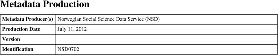 Data Service (NSD) Production Date