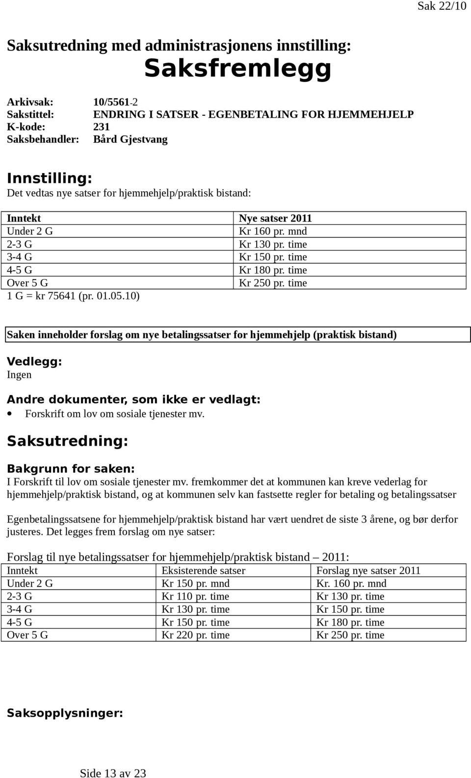 time Over 5 G Kr 250 pr. time 1 G = kr 75641 (pr. 01.05.