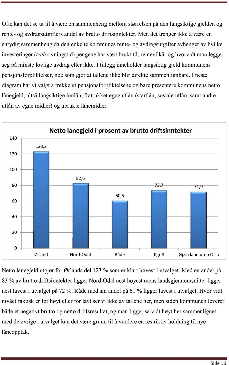 hvorvidt man legger seg p å minste lovlige avdrag eller ikke. I tillegg inneholder langsiktig gjeld kommunens pensjonsforpliktelser, noe som gjør at tallene ikke blir direkte sammenlig n bare.