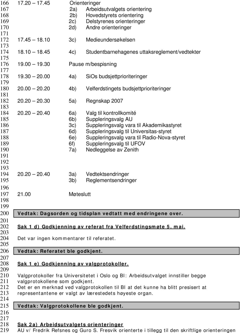 10 18.45 4c) Studentbarnehagenes uttaksreglement/vedtekter 19.00 19.30 Pause m/bespisning 19.30 20.00 4a) SiOs budsjettprioriteringer 20.00 20.20 4b) Velferdstingets budsjettprioriteringer 20.20 20.