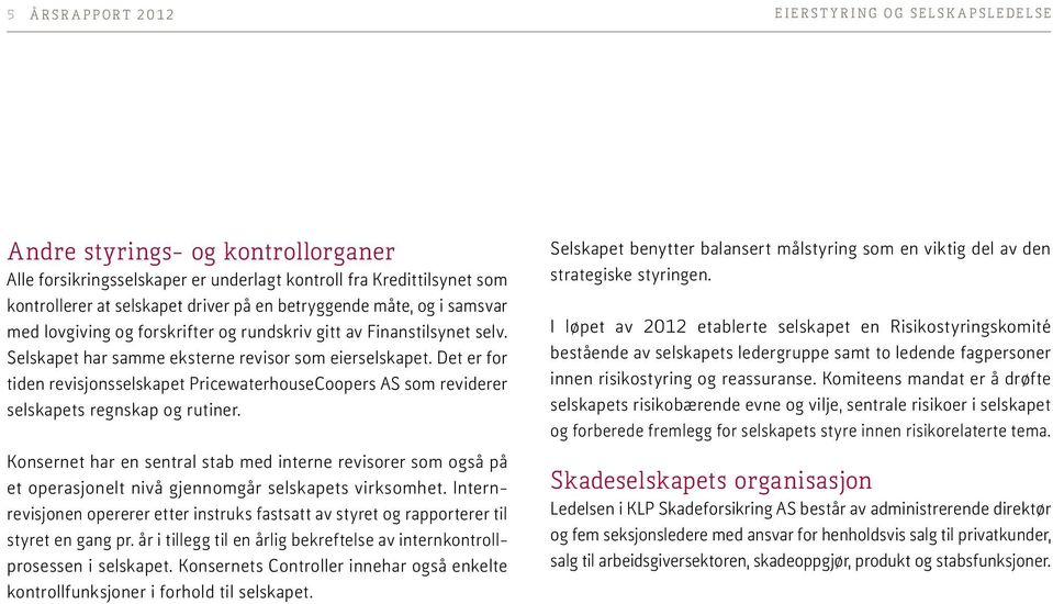 Det er for tiden revisjonsselskapet PricewaterhouseCoopers AS som reviderer selskapets regnskap og rutiner.