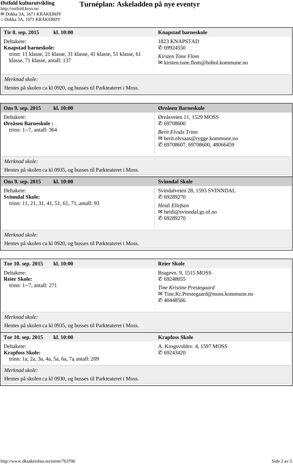 flom@hobol.kommune.no Hentes på skolen ca kl 0920, og busses til Parkteateret i Moss. Ons 9. sep. 2015 kl.