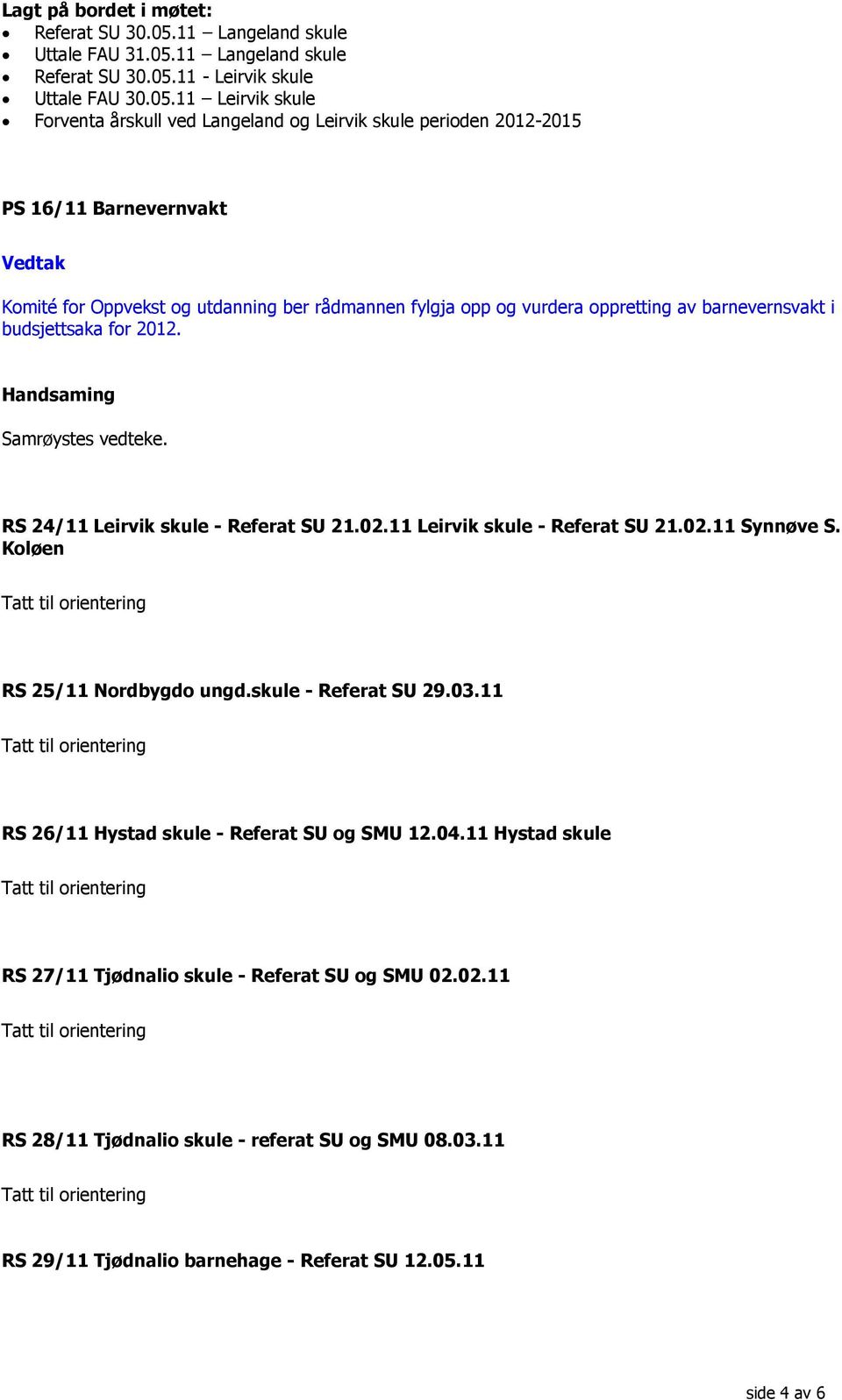 11 Langeland skule Referat SU 30.05.