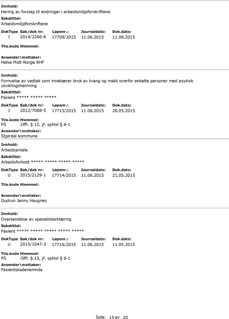 2012/7088-5 17713/2015 Stjørdal kommune 28.05.