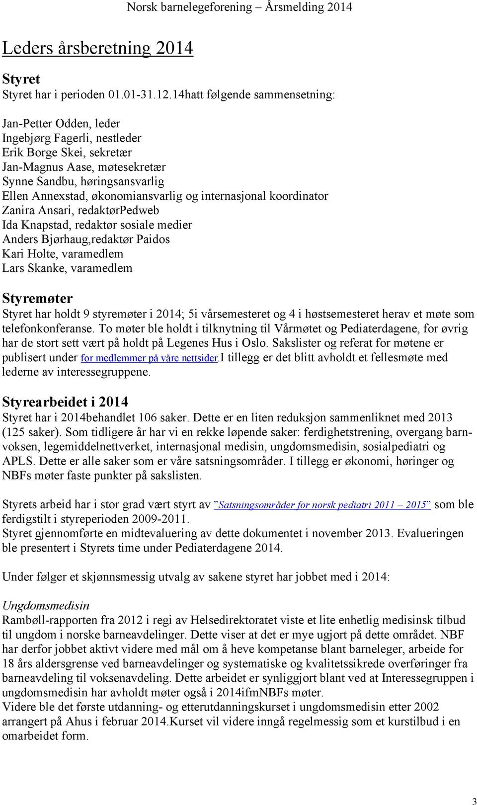 økonomiansvarlig og internasjonal koordinator Zanira Ansari, redaktørpedweb Ida Knapstad, redaktør sosiale medier Anders Bjørhaug,redaktør Paidos Kari Holte, varamedlem Lars Skanke, varamedlem