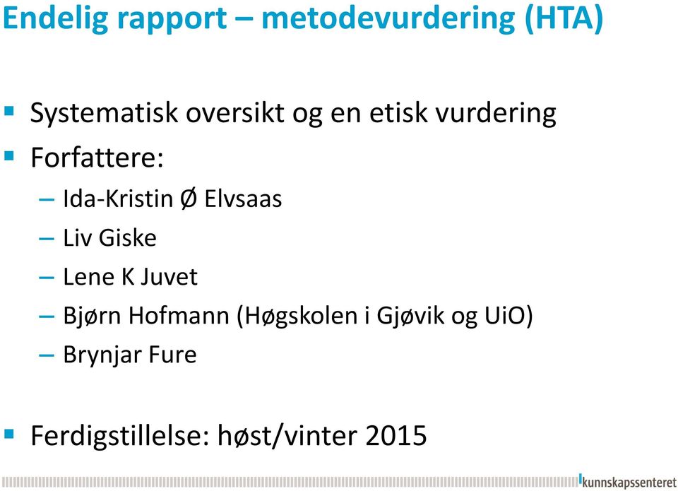 Elvsaas Liv Giske Lene K Juvet Bjørn Hofmann (Høgskolen