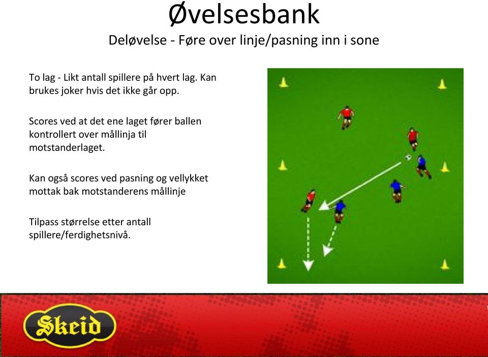 Scores ved at det ene laget fører ballen kontrollert over mållinja til motstanderlaget.