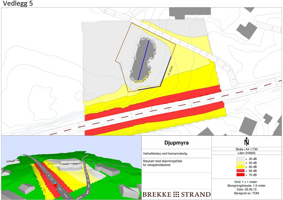 uteoppholdsareal Skala i A4 1:730 Lden (frittfelt) > 30 db > 55 db > 60 db > 65