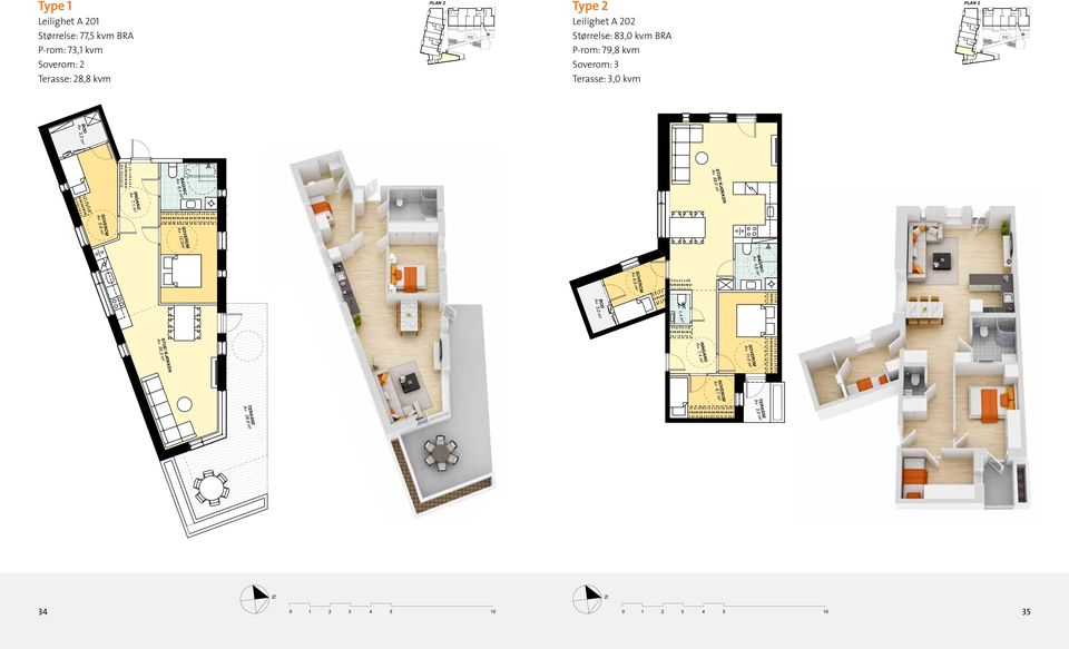 A 202 S-BRA = 83,0 m 2 P -ROM = 79,8 m 2 Type 2 Leilighet A 202 Størrelse: 83,0 kvm BRA P-rom: 79,8 kvm Soverom: 3 Terasse: 3,0 kvm TYPE 2 LEIL. A 202 S-BRA = 83,0 m 2 PLA 2 TYPE 2 LEIL.