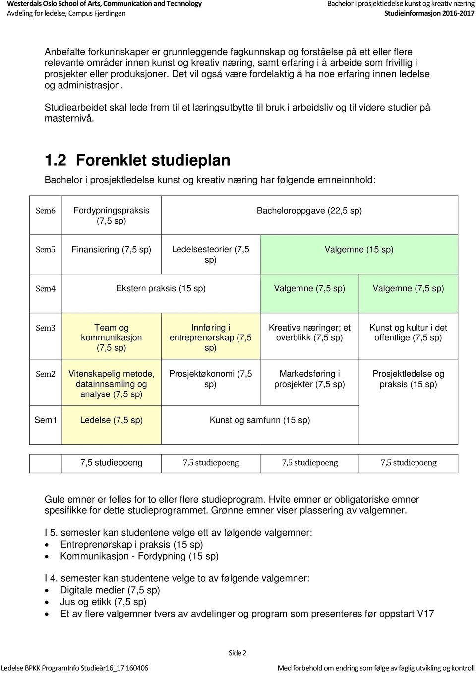 Studiearbeidet skal lede frem til et læringsutbytte til bruk i arbeidsliv og til videre studier på masternivå. 1.