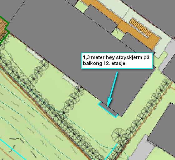 Støyskjerm kan integreres i rekkverk og helt eller delvis utføres i glass.