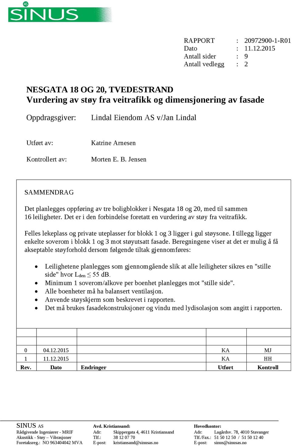 Katrine Arnesen Morten E. B. Jensen SAMMENDRAG Det planlegges oppføring av tre boligblokker i Nesgata 1 og 2, med til sammen 1 leiligheter.