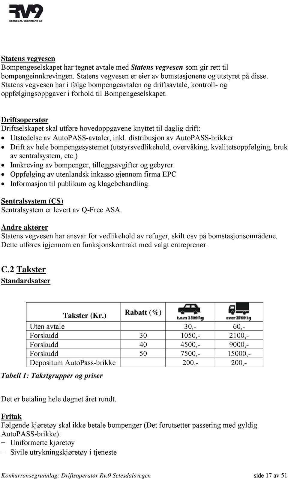 Driftsoperatør Driftselskapet skal utføre hovedoppgavene knyttet til daglig drift: Utstedelse av AutoPASS-avtaler, inkl.