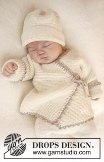 Bedtime Stories BY DROPS DESIGN Rillestrikket DROPS jakke i Baby Merino med omslag og heklet kant. Str.