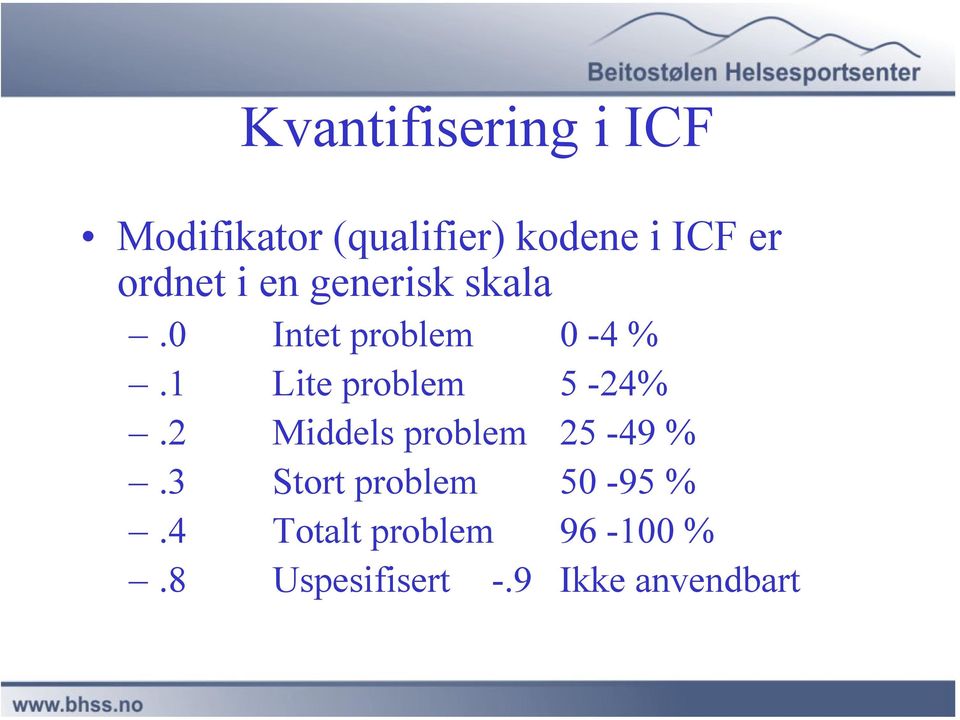 1 Lite problem 5-24%.2 Middels problem 25-49 %.