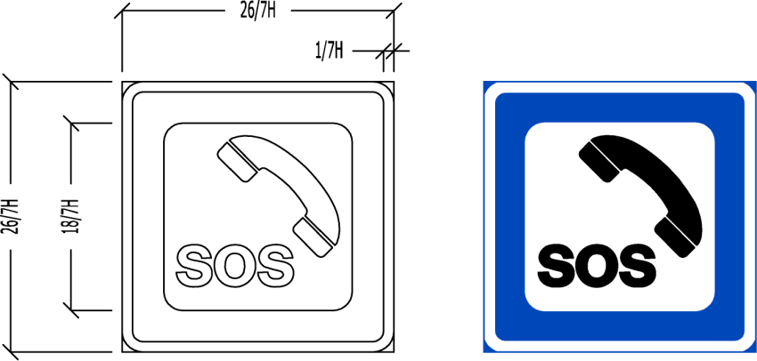 H1/7 LS MS SS mm mm mm Symbolfelt S 18 360 450 540 Bordbredde e e 1 20 25 30 Teksthøyde versal (Th): - navn H1 7 140 175 210 - tekst H2 126 140 175 - avstand H1 7 140 175 210 Minimum horisontal