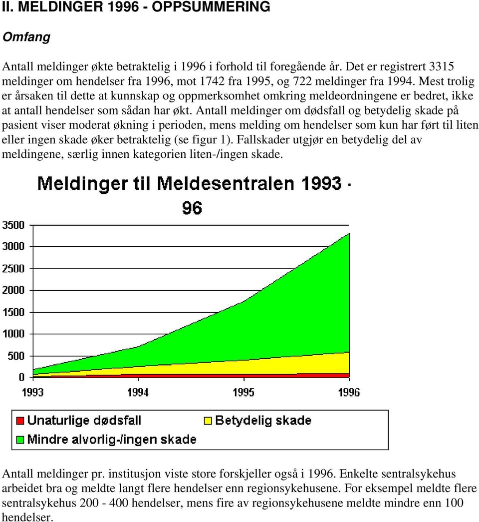 Mest trolig er årsaken til dette at kunnskap og oppmerksomhet omkring meldeordningene er bedret, ikke at antall hendelser som sådan har økt.