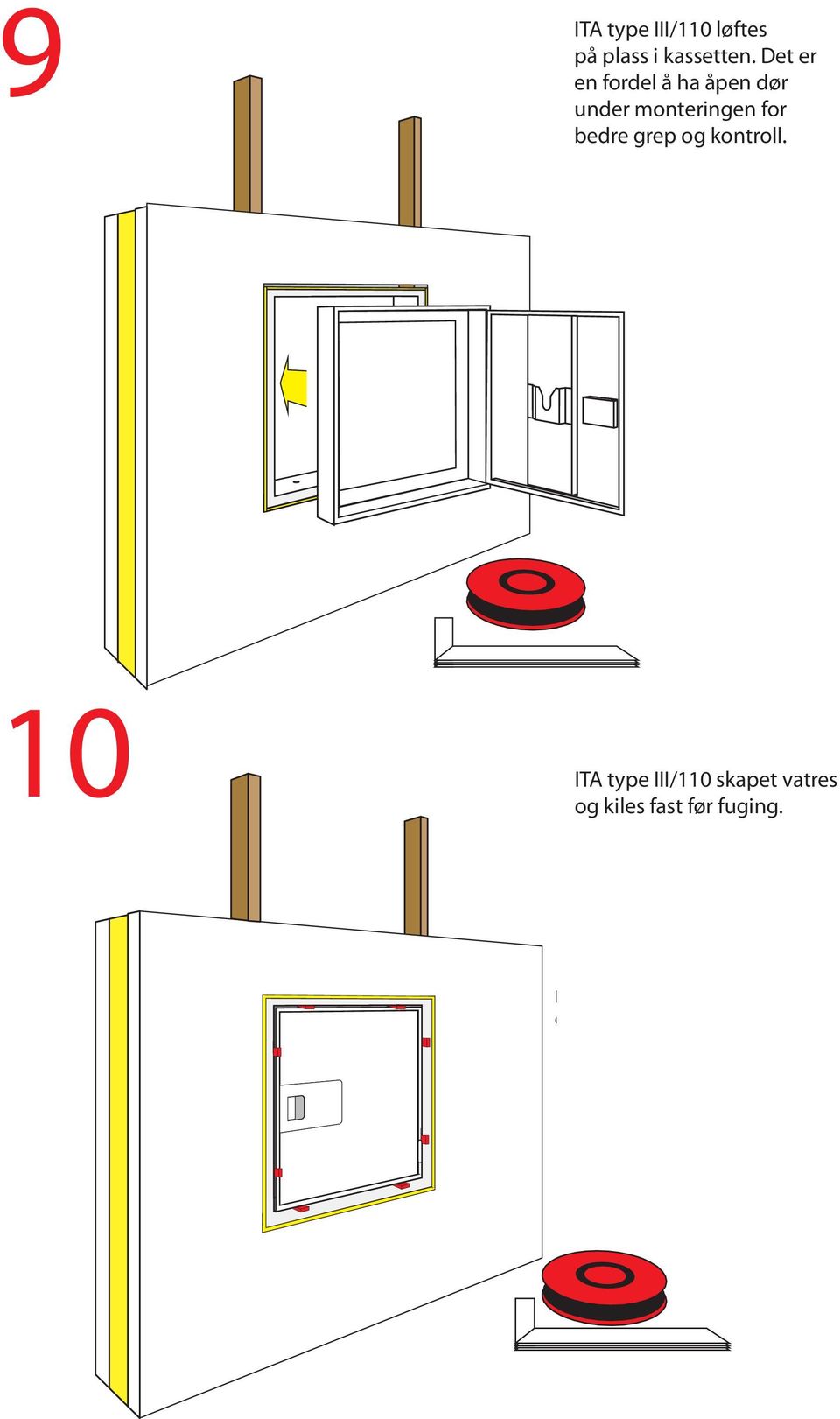 ITA type III/110 løftes på plass i kassetten.