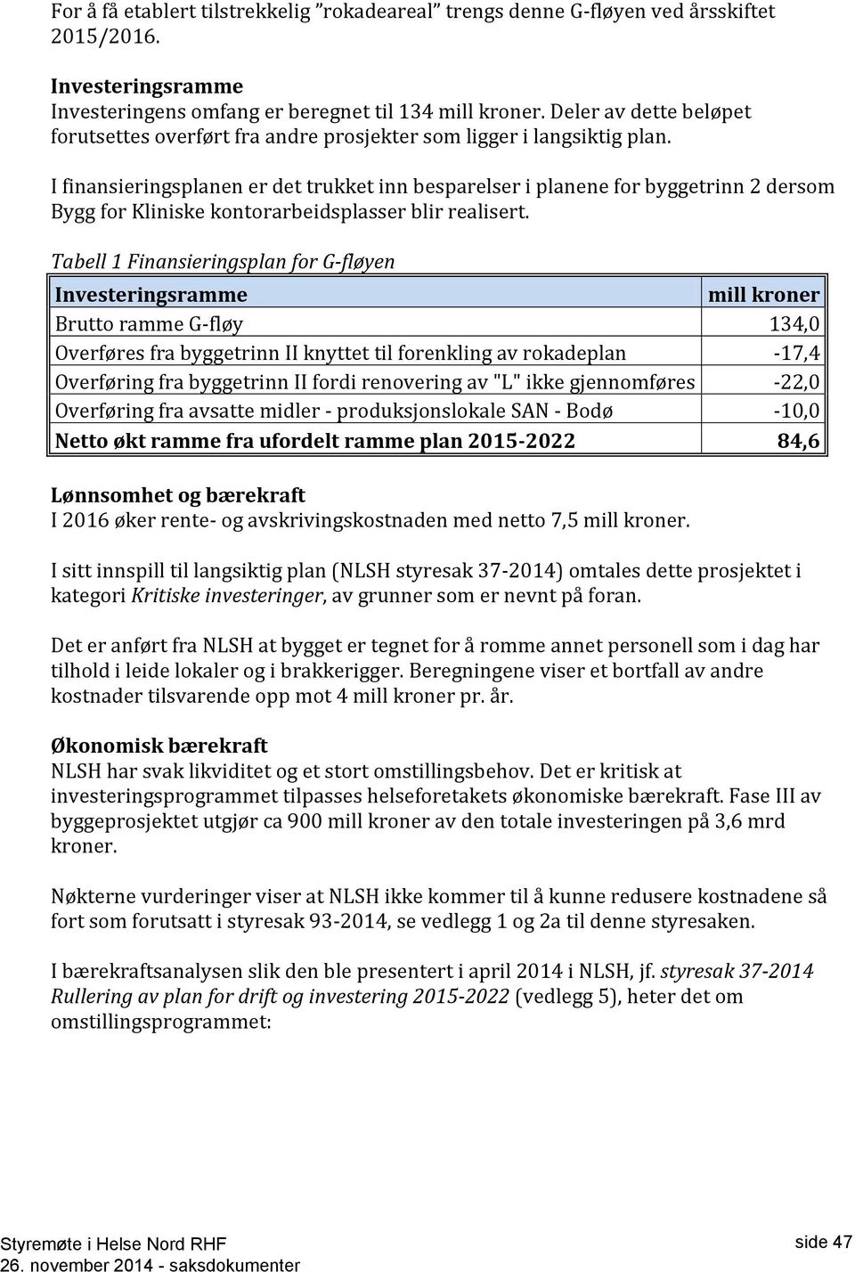 I finansieringsplanen er det trukket inn besparelser i planene for byggetrinn 2 dersom Bygg for Kliniske kontorarbeidsplasser blir realisert.