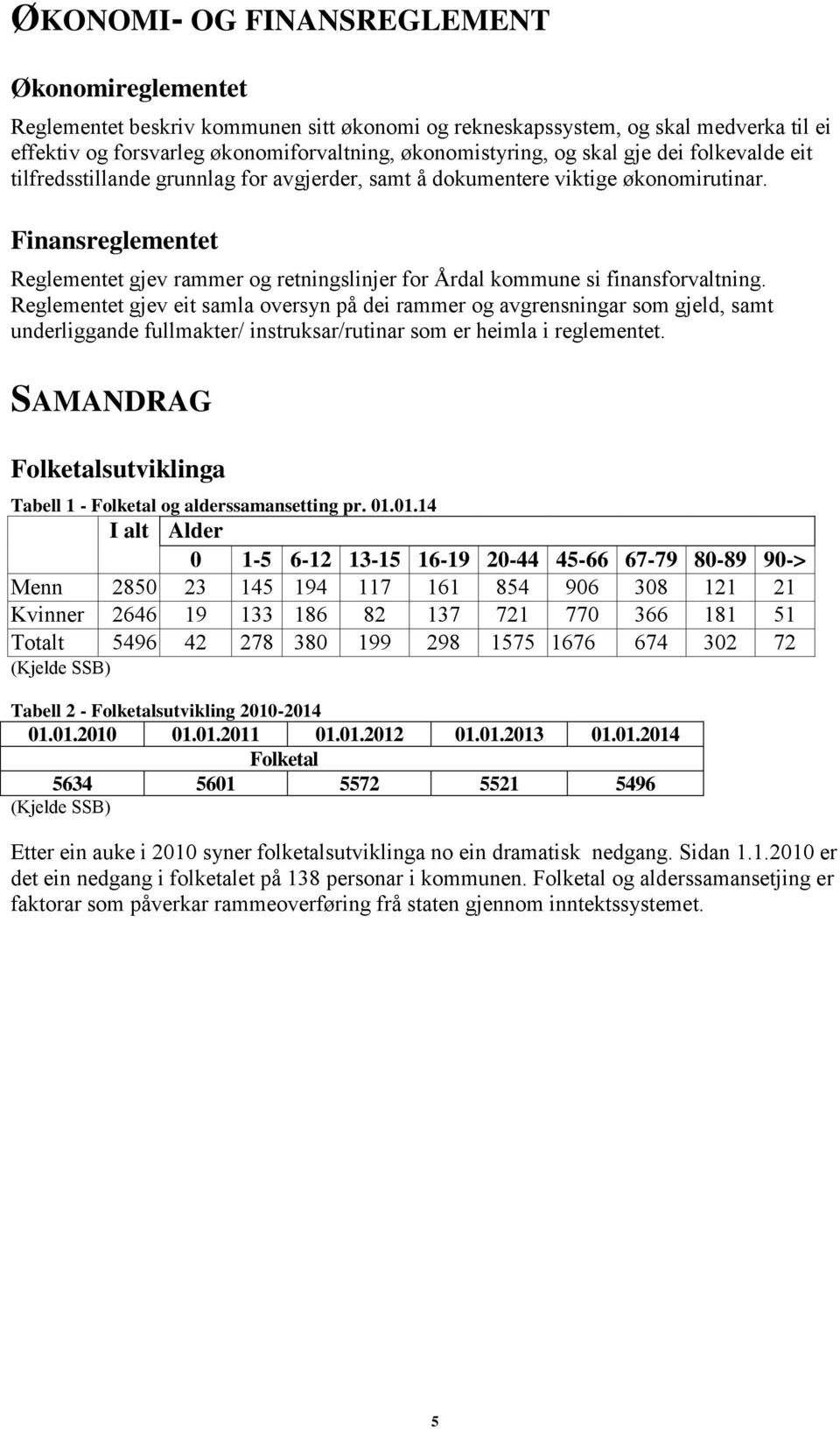 Finansreglementet Reglementet gjev rammer og retningslinjer for Årdal kommune si finansforvaltning.