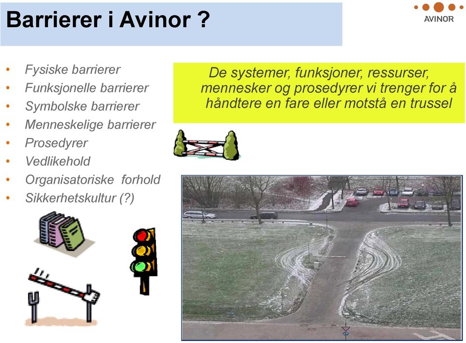 Menneskelige barrierer Prosedyrer Vedlikehold Organisatoriske forhold