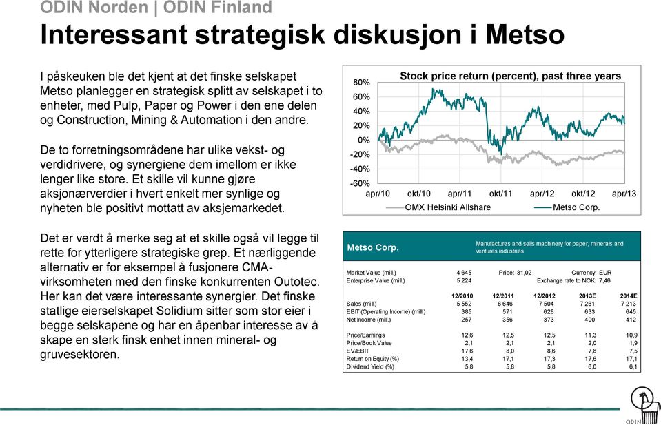 Et skille vil kunne gjøre aksjonærverdier i hvert enkelt mer synlige og nyheten ble positivt mottatt av aksjemarkedet.