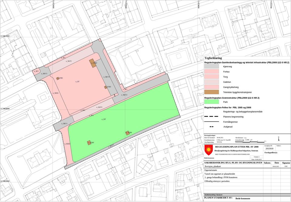 3) Park X 7463000 Reguleringsplan-Felles for PBL 1985 og 2008 Regulerings- og bebyggelsesplanområde Planens begrensning Formålsgrense Avkjørsel Kartopplysninger Dato for basiskart: 30.06.