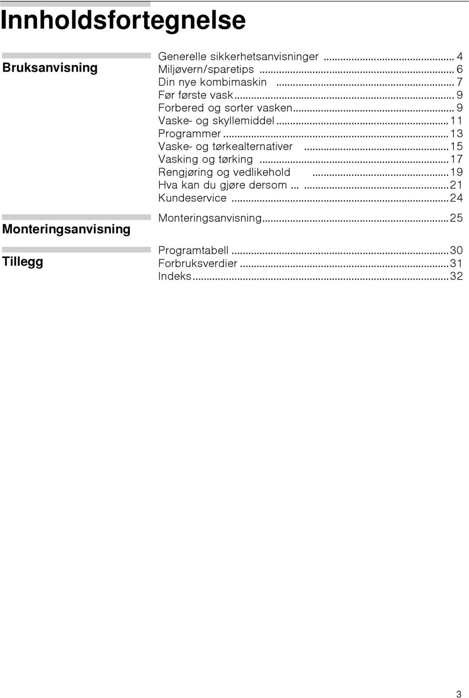 .. 9 Vaske- og skyllemiddel...11 Programmer...13 Vaske- og tørkealternativer...15 Vasking og tørking.