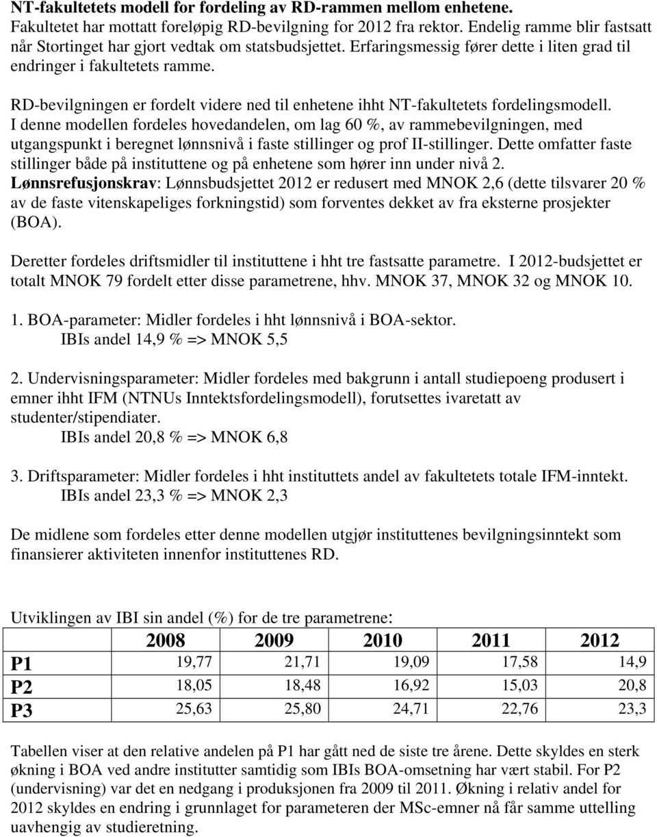 RD-bevilgningen er fordelt videre ned til enhetene ihht NT-fakultetets fordelingsmodell.