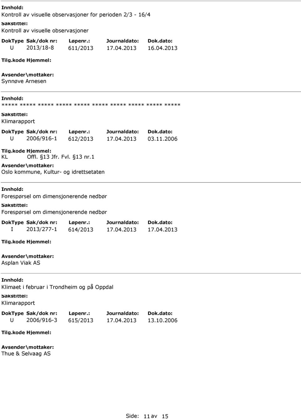 1 Oslo kommune, Kultur- og idrettsetaten Forespørsel om dimensjonerende nedbør Forespørsel om dimensjonerende nedbør 2013/277-1