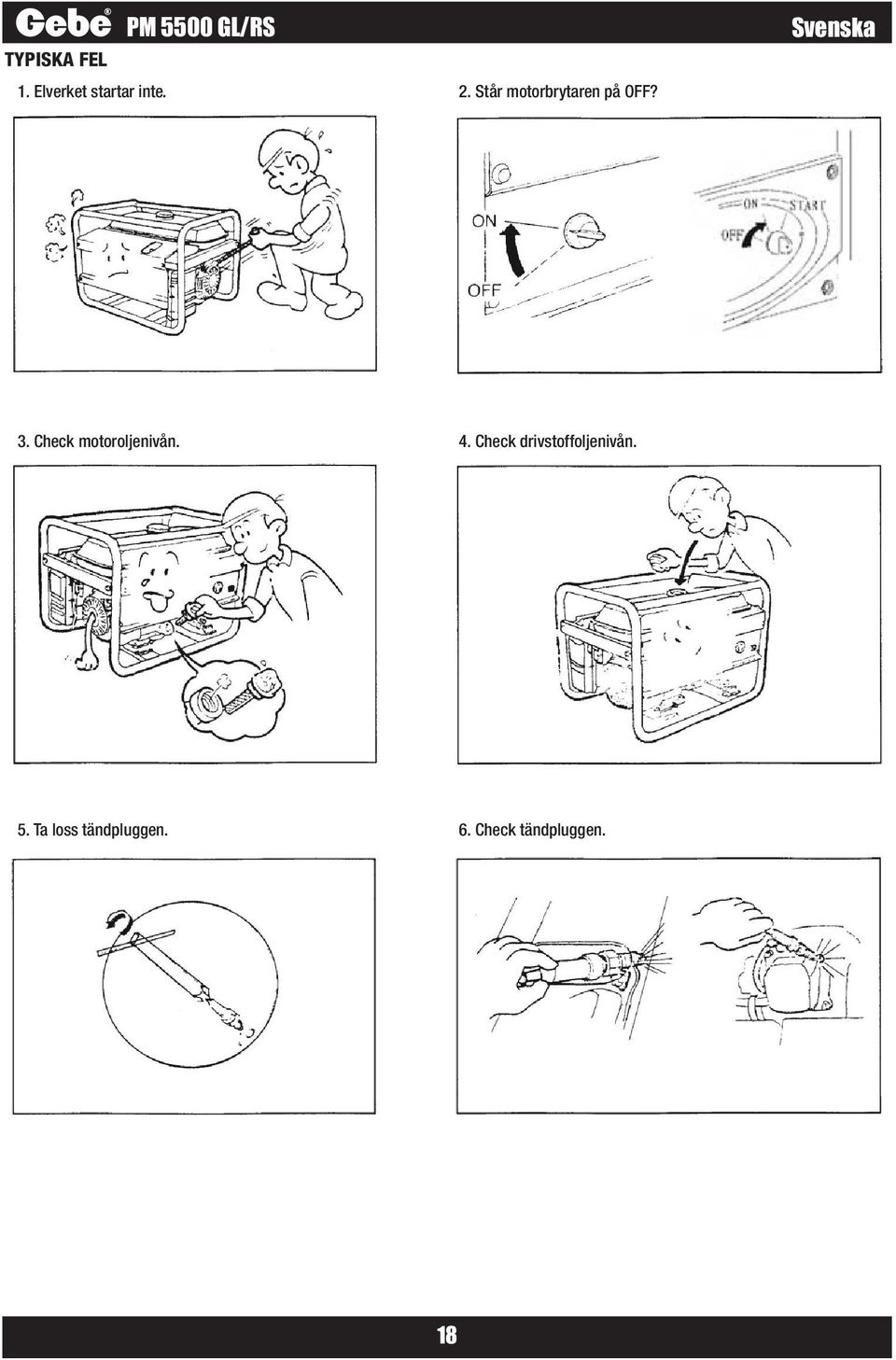 Står motorbrytaren på OFF? Svenska 3.