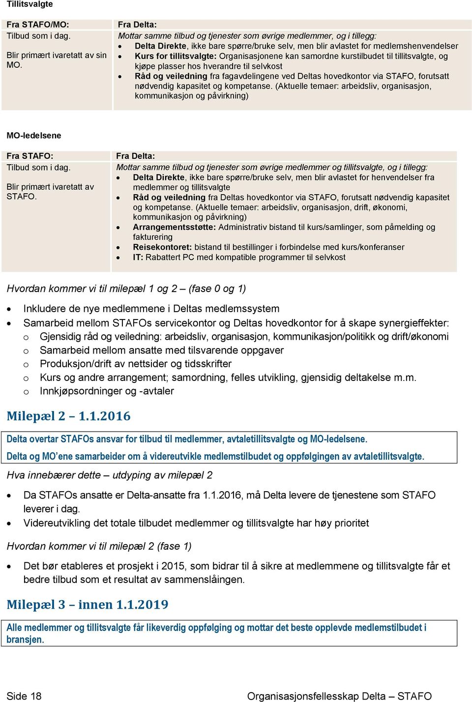 Organisasjonene kan samordne kurstilbudet til tillitsvalgte, og kjøpe plasser hos hverandre til selvkost Råd og veiledning fra fagavdelingene ved Deltas hovedkontor via STAFO, forutsatt nødvendig