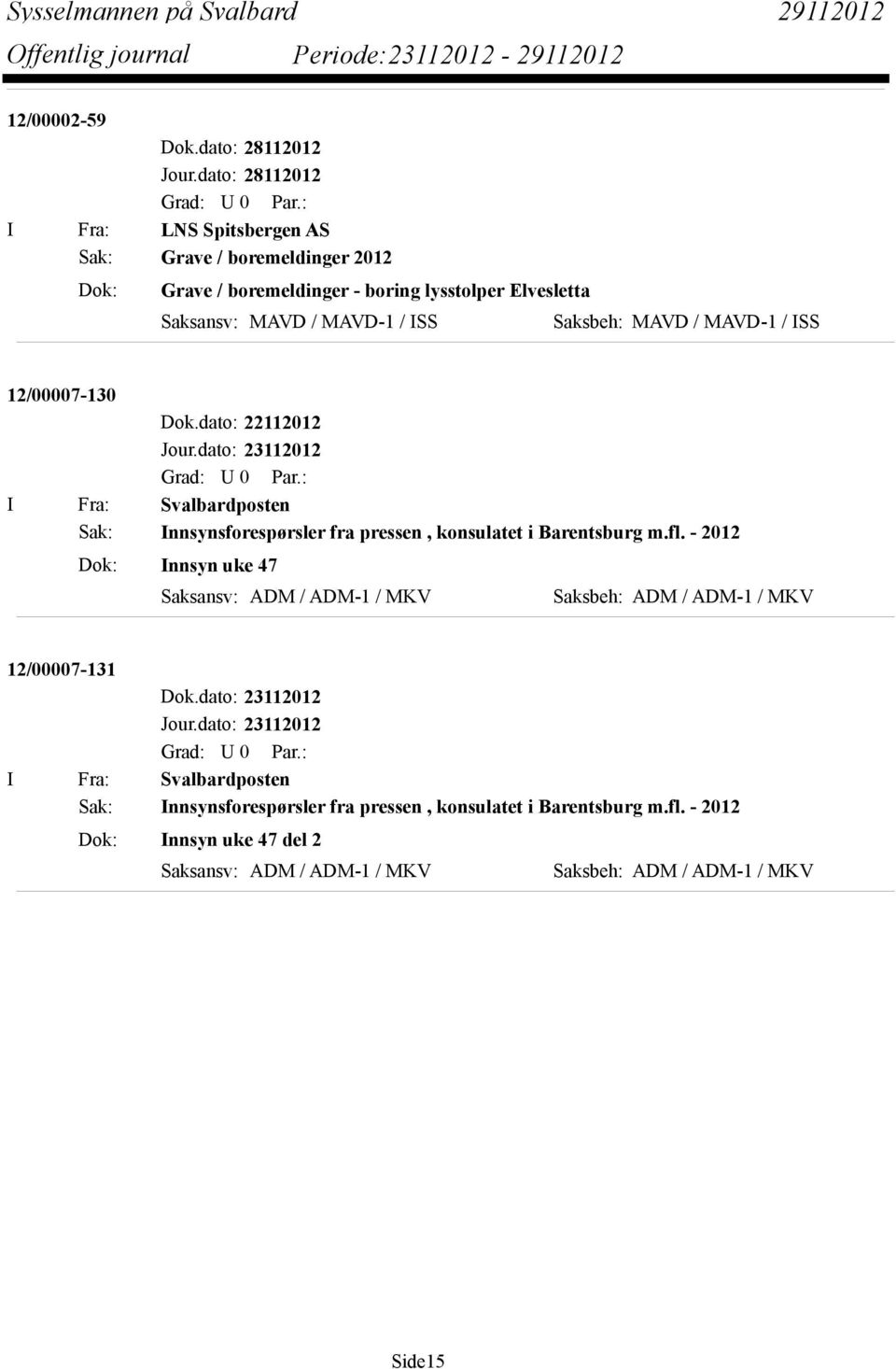 MAVD-1 / ISS Saksbeh: MAVD / MAVD-1 / ISS 12/00007-130 Dok.