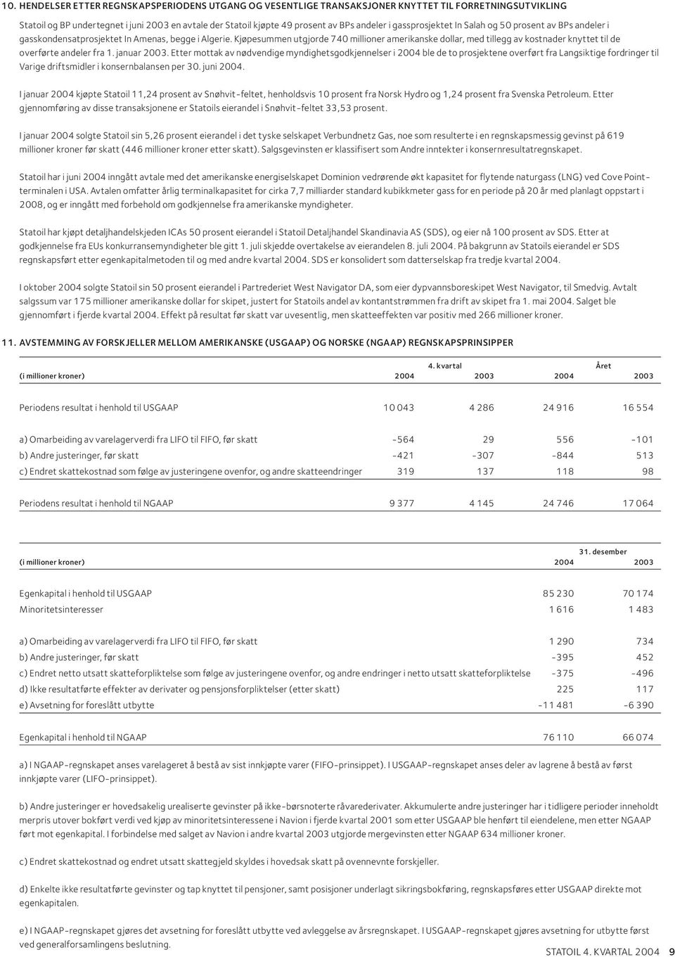 Kjøpesummen utgjorde 740 millioner amerikanske dollar, med tillegg av kostnader knyttet til de overførte andeler fra 1. januar 2003.