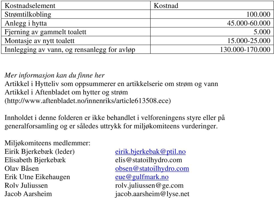 no/innenriks/article613508.ece) Innholdet i denne folderen er ikke behandlet i velforeningens styre eller på generalforsamling og er således uttrykk for miljøkomiteens vurderinger.