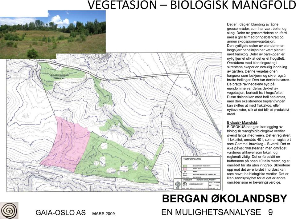 Deler av barskogen er nylig fjernet slik at det er et hogstfelt. Områdene med blandingsskog i skrentene skaper en naturlig inndeling av gården.