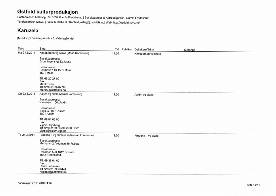 Videregående] Dato Sted Tid Publikum DeltakerefTrinn Merknad Ma 21.3.