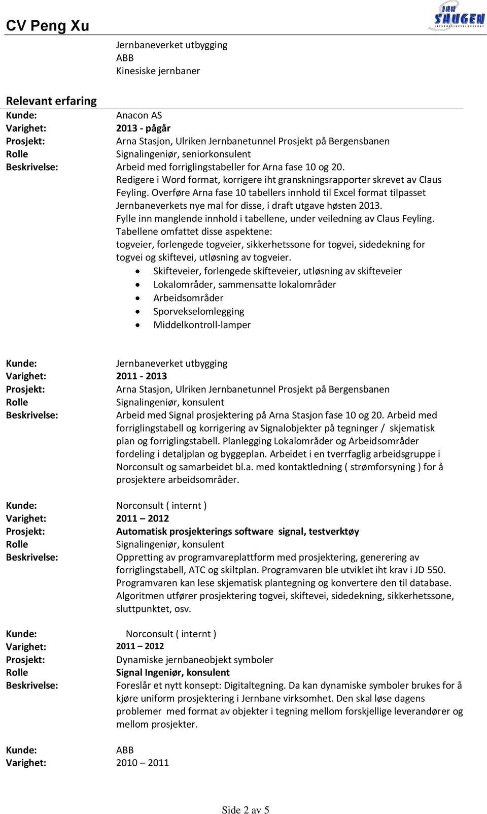 Overføre Arna fase 10 tabellers innhold til Excel format tilpasset Jernbaneverkets nye mal for disse, i draft utgave høsten 2013.