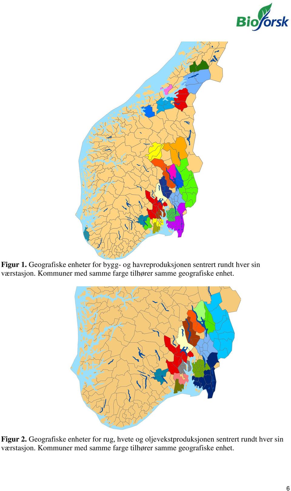 værstasjon. Kommuner med samme farge tilhører samme geografiske enhet. Figur 2.