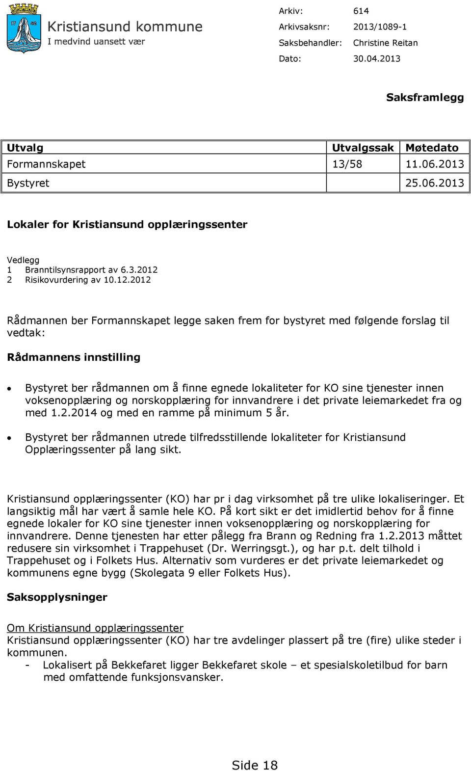 2 Risikovurdering av 10.12.