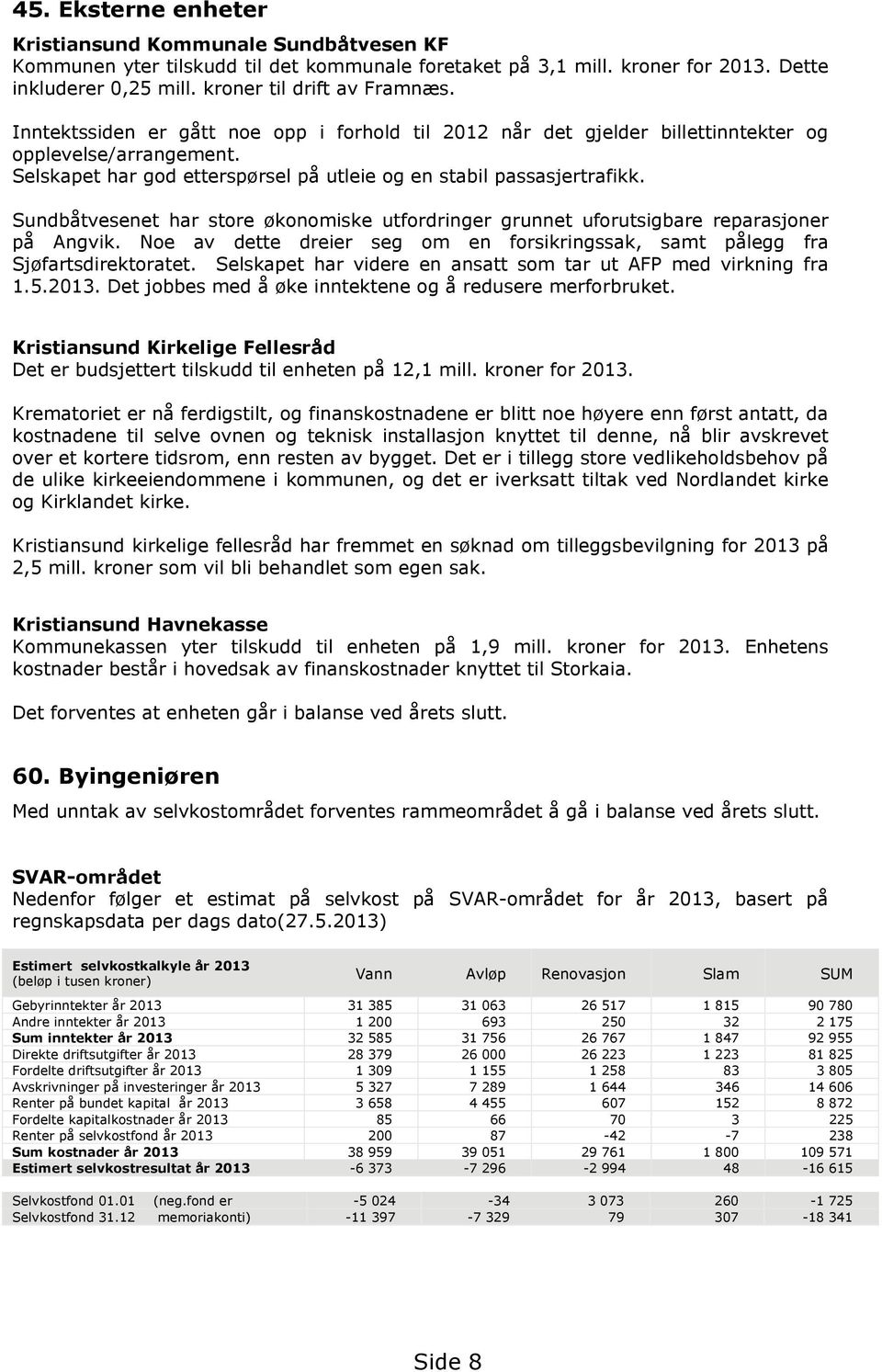 Sundbåtvesenet har store økonomiske utfordringer grunnet uforutsigbare reparasjoner på Angvik. Noe av dette dreier seg om en forsikringssak, samt pålegg fra Sjøfartsdirektoratet.