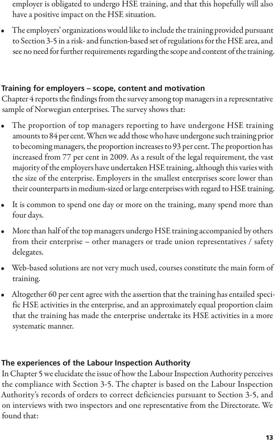 requirements regarding the scope and content of the training.